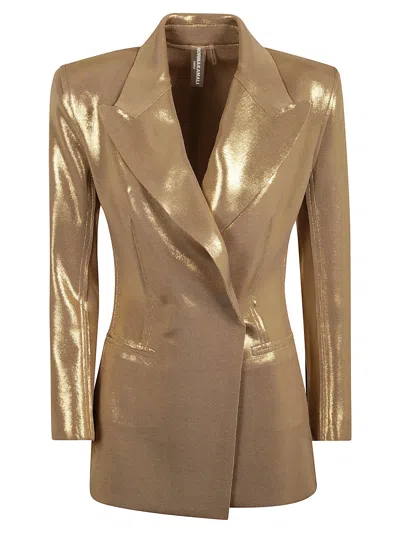 Norma Kamali Oversize Double-breasted Blazer In Gold