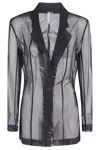 Norma Kamali Transparent Single-breasted Blazer With Peak Lapels In Black
