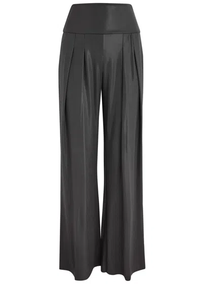 Norma Kamali Coated Stretch-jersey Trousers In Charcoal