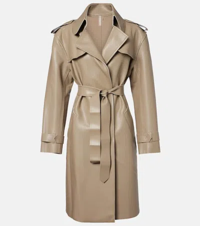 Norma Kamali Coated Trench Coat In Brown