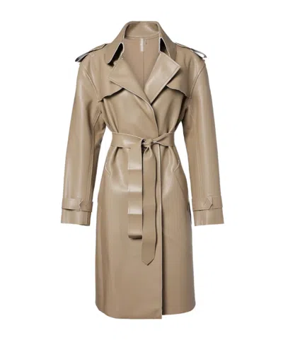 Norma Kamali Coated Trench Coat In Brown