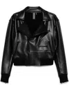 Norma Kamali Cropped Black Parka With Wide Lapel In Black