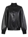 Norma Kamali Oversized Long Sleeve Synthetic Leather Jacket In Black