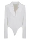 Norma Kamali Collared Bodysuit In White