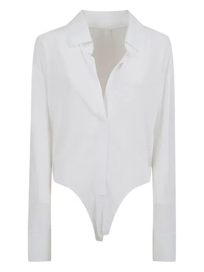 Norma Kamali Collared Bodysuit In White