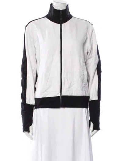 Pre-owned Norma Kamali Colorblock Pattern Bomber Jacket In White