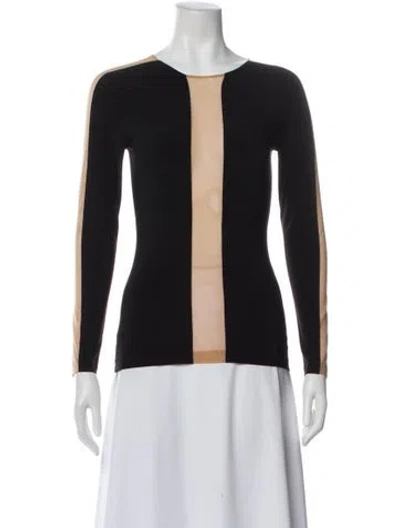 Pre-owned Norma Kamali Colorblock Pattern Crew Neck Top In Black
