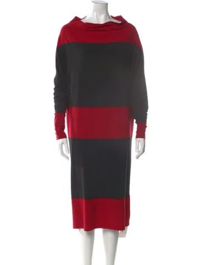Pre-owned Norma Kamali Colorblock Pattern Midi Length Dress In Black