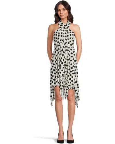 Norma Kamali Convertible Dress White Polka Dot Asymmetrical Hem Jdm2413