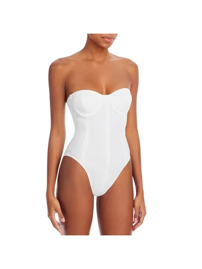 Norma Kamali Corset Mio Womens Solid Nylon One-piece Swimsuit In White