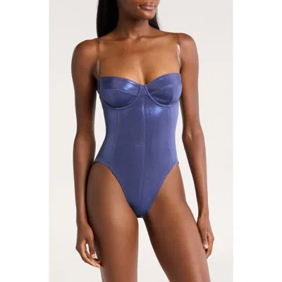 Norma Kamali Corset One-piece Swimsuit In Military Blue