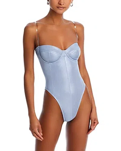 Norma Kamali Corset One Piece Swimsuit In Misty Blue