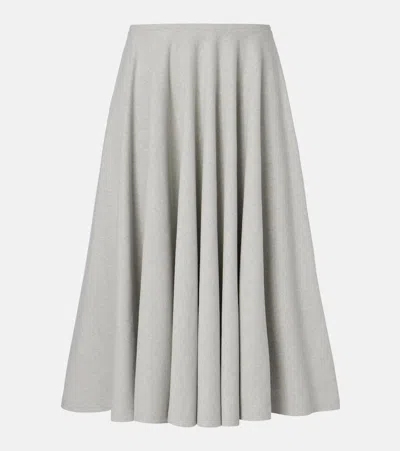 Norma Kamali Cotton-blend Midi Skirt In Gray