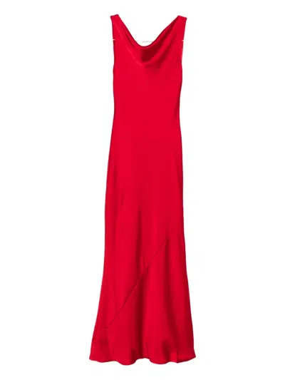 Norma Kamali Cowl-neck Draped Maxi Dress In Red