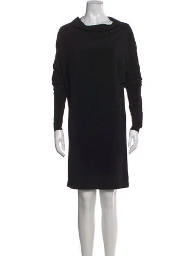 Pre-owned Norma Kamali Cowl Neck Knee-length Dress In Black