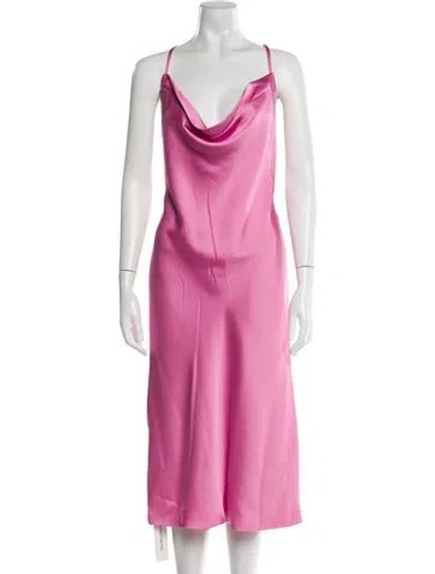 Pre-owned Norma Kamali Cowl Neck Knee-length Dress W/ Tags In Pink
