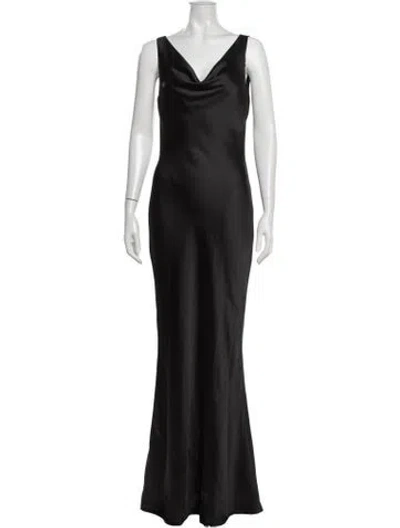Pre-owned Norma Kamali Cowl Neck Long Dress In Black
