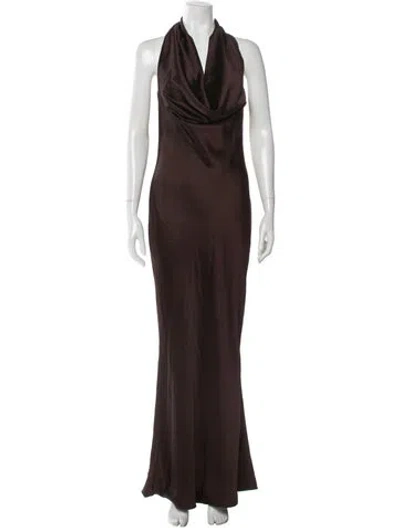 Pre-owned Norma Kamali Cowl Neck Long Dress In Brown