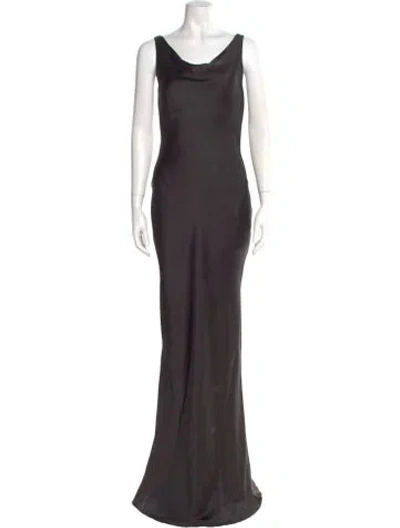 Pre-owned Norma Kamali Cowl Neck Long Dress In Gray