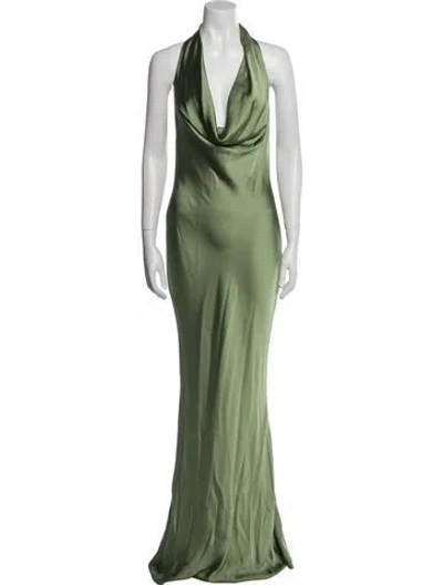 Pre-owned Norma Kamali Cowl Neck Long Dress In Green