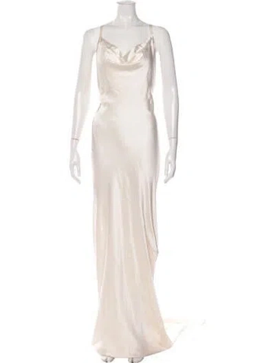 Pre-owned Norma Kamali Cowl Neck Long Dress In Neutrals