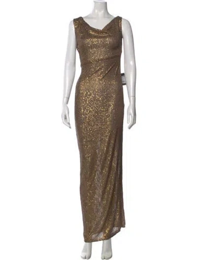 Pre-owned Norma Kamali Cowl Neck Long Dress W/ Tags In Brown