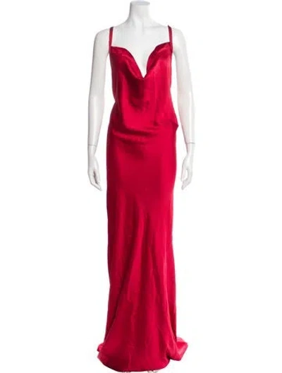 Pre-owned Norma Kamali Cowl Neck Long Dress W/ Tags In Red