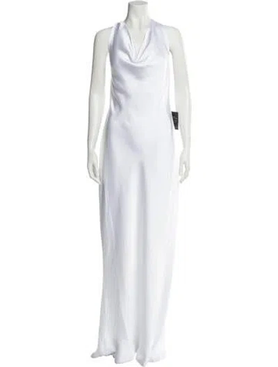 Pre-owned Norma Kamali Cowl Neck Long Dress W/ Tags In White
