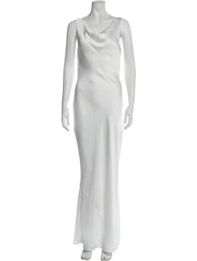 Pre-owned Norma Kamali Cowl Neck Long Dress In White