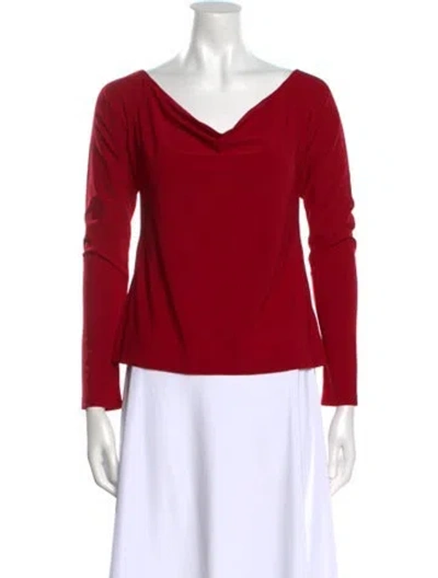 Pre-owned Norma Kamali Cowl Neck Long Sleeve Blouse In Red