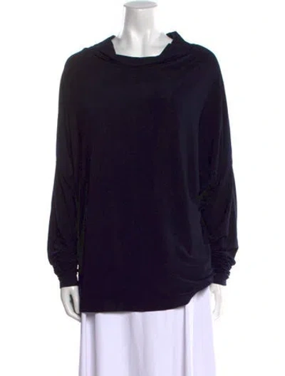 Pre-owned Norma Kamali Cowl Neck Long Sleeve Sweatshirt In Black
