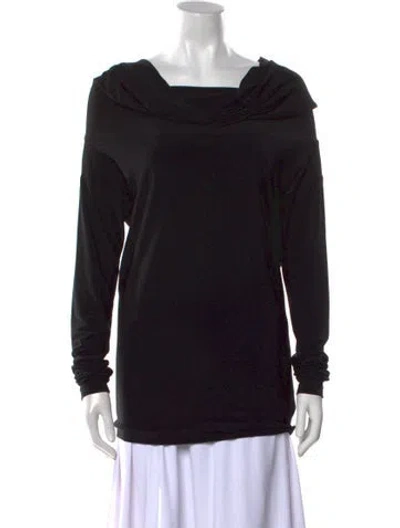 Pre-owned Norma Kamali Cowl Neck Long Sleeve Sweatshirt In Black