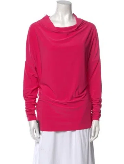 Pre-owned Norma Kamali Cowl Neck Long Sleeve Sweatshirt In Pink