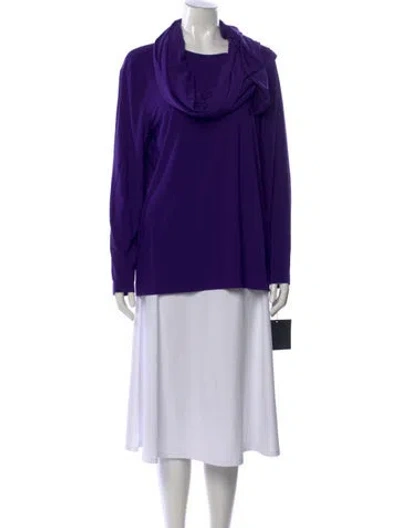 Pre-owned Norma Kamali Cowl Neck Long Sleeve Top W/ Tags In Purple