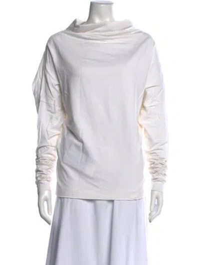 Pre-owned Norma Kamali Cowl Neck Long Sleeve Top W/ Tags In White