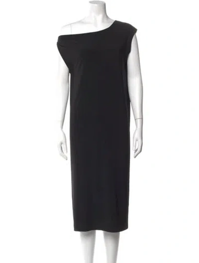 Pre-owned Norma Kamali Cowl Neck Midi Length Dress In Black