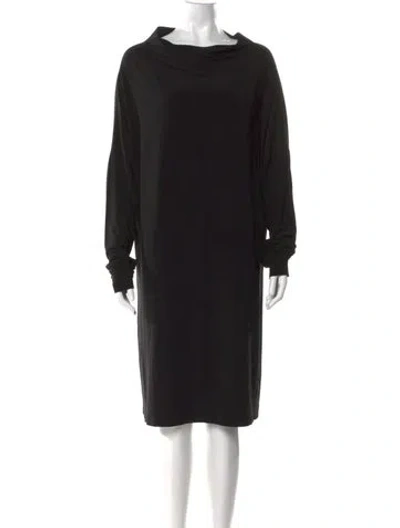 Pre-owned Norma Kamali Cowl Neck Midi Length Dress In Black
