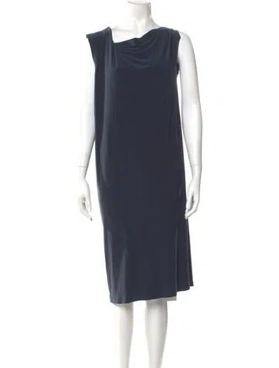 Pre-owned Norma Kamali Cowl Neck Midi Length Dress In Blue