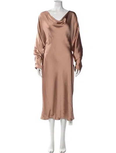 Pre-owned Norma Kamali Cowl Neck Midi Length Dress In Pink