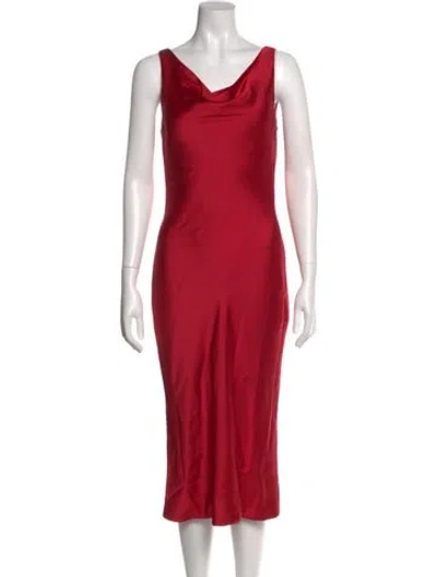 Pre-owned Norma Kamali Cowl Neck Midi Length Dress In Red