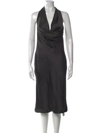 Pre-owned Norma Kamali Cowl Neck Midi Length Dress W/ Tags In Black