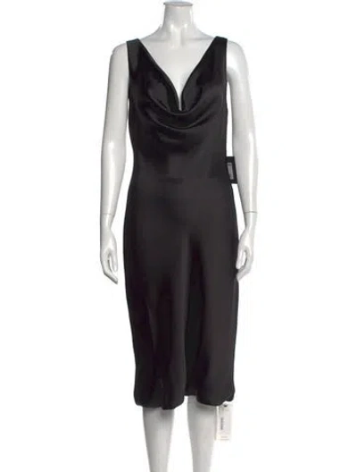 Pre-owned Norma Kamali Cowl Neck Midi Length Dress W/ Tags In Black