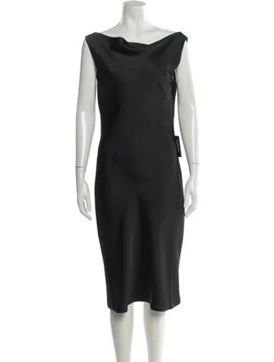 Pre-owned Norma Kamali Cowl Neck Midi Length Dress W/ Tags In Gray