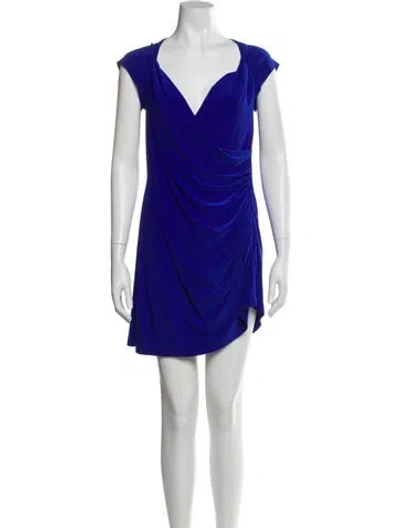 Pre-owned Norma Kamali Cowl Neck Mini Dress In Blue