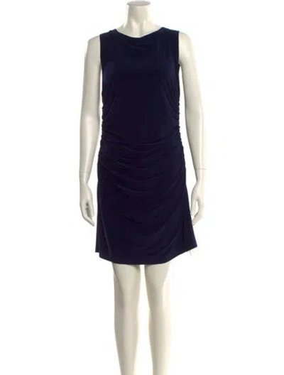 Pre-owned Norma Kamali Cowl Neck Mini Dress In Blue