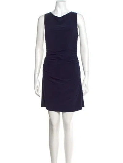Pre-owned Norma Kamali Cowl Neck Mini Dress In Blue