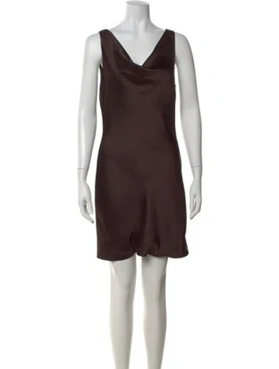 Pre-owned Norma Kamali Cowl Neck Mini Dress In Brown