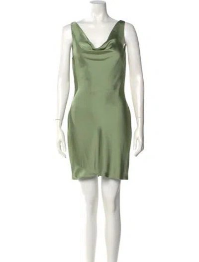 Pre-owned Norma Kamali Cowl Neck Mini Dress In Green