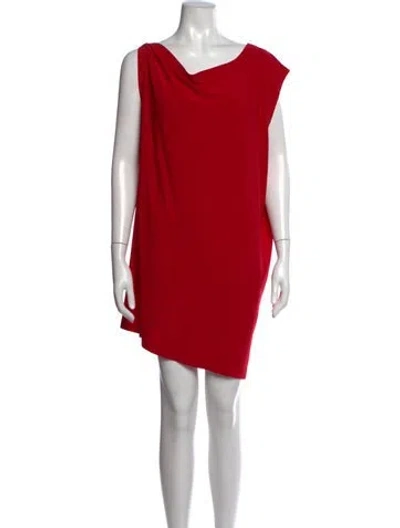 Pre-owned Norma Kamali Cowl Neck Mini Dress In Red
