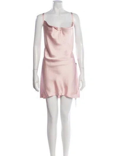 Pre-owned Norma Kamali Cowl Neck Mini Dress W/ Tags In Pink